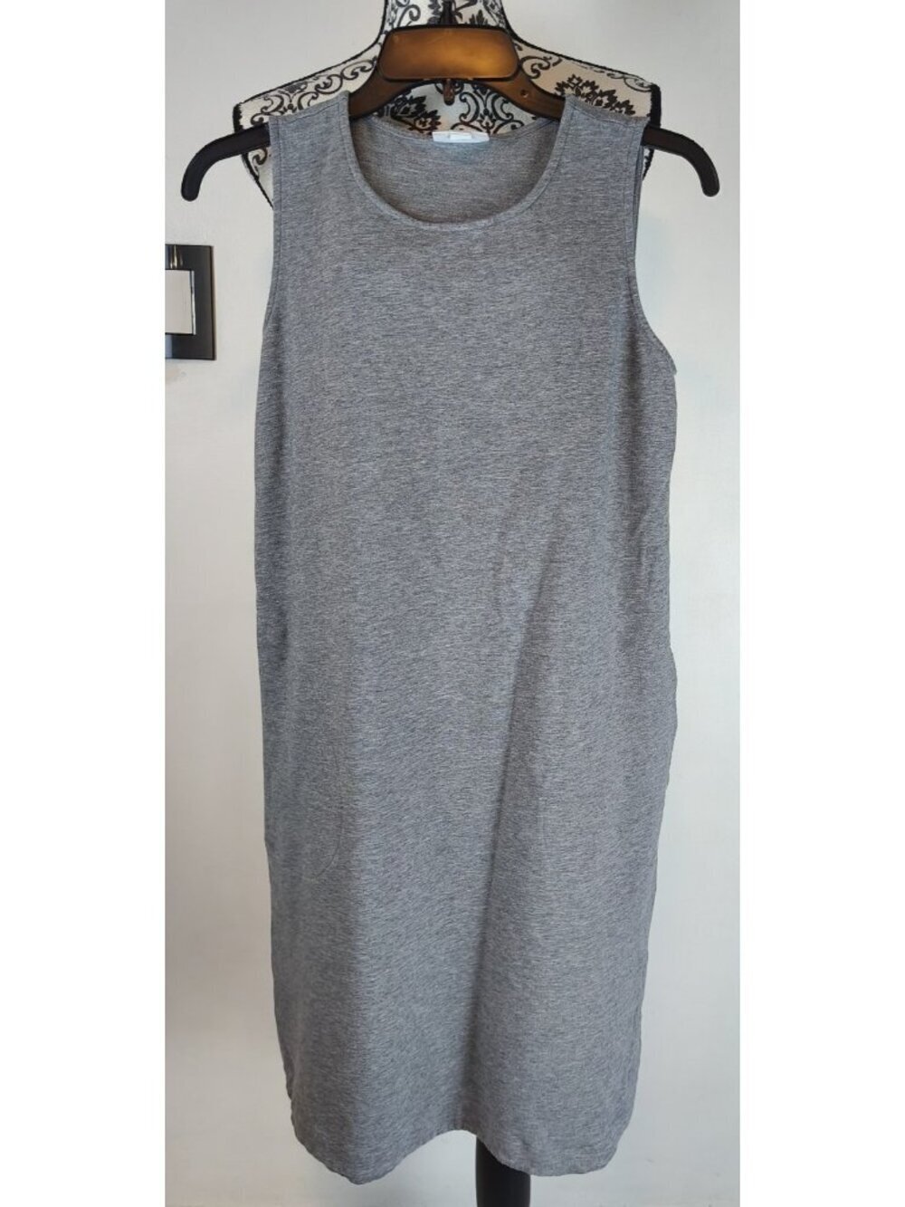 J Jill Pure Jill Gray Sleeveless Shift Dress Pima Cotton Modal Small Pockets